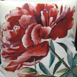 Peony Cream Jacquard Tapestry Cushion Cover 45 X cm. Trendy Interior Decor - Decorative Birthday Housewarming - thumbnail 1