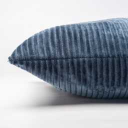Velvet Jumbo Corduroy Boudoir Cushion Cover in Ink Blue. Modern Striped, Supersoft Chenille Navy 17x12 - thumbnail 2