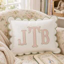 Embroidered Custom Monogram Pillowcases, Baby Room Decor, Name Nursery Decor Cushion, Dorm Pillow, Slumber Party Gift - thumbnail 4