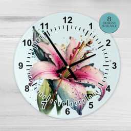 Glass Lily Wall Clock - Flower Floral Home Decor - thumbnail 3