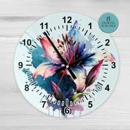 Glass Lily Wall Clock - Flower Floral Home Decor - thumbnail 2