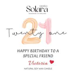 21st Birthday Candle Gift, Personalised 21 Birthday Candle, Milestone Gift For Granddaughter Cousin Sister Niece, Her - thumbnail 2