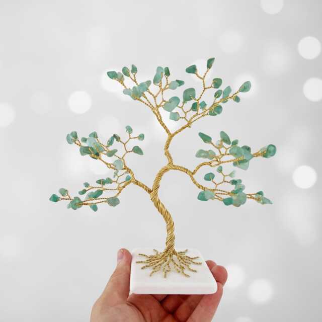 Aventurine Money Tree, Gift For Boss, Office Decor, Wire Art - image 1