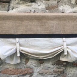 Burlap Curtains Kitchen Valance Tie Up Farmhouse Curtain Rustic Living Room Window Treatments Custom French Country Primitive Jute Decor - thumbnail 2
