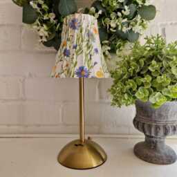 Cordless Touch Lamp. Beautiful Blue & Yellow Floral Usb Rechargeable Table Lamp.hand Decorated - thumbnail 2