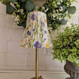 Cordless Touch Lamp. Beautiful Blue & Yellow Floral Usb Rechargeable Table Lamp.hand Decorated - thumbnail 3
