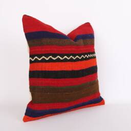 Bohemian Kilim Pillow 20'' Turkish Wool Accent Pillow - thumbnail 3