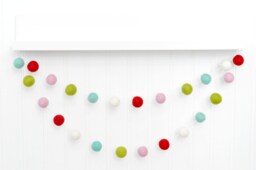 Colorful Felt Ball Christmas Garland Red, Pink, Green, Blue