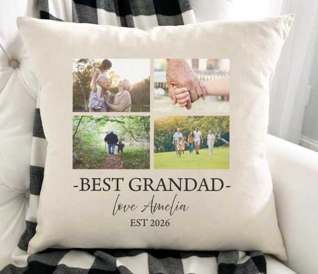 Personalised Grandads Photo Cushion - Fathers Day Gift For Dad & Grandpa Birthday Present Granddaugher Grandson - image 1