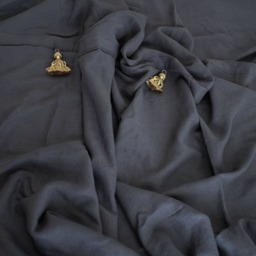Charcoal Gray Linen Bed Throw With Tassel Decor, Boho Style - thumbnail 3