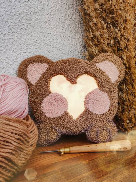 Unbreakable Bear Mirror Handmade Wall Decor For Children's Bedroom Kidsroom Babyroom Cozy Cute Knitting Rughooking Tufted Safe - image 1