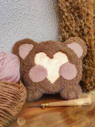 Unbreakable Bear Mirror Handmade Wall Decor For Children's Bedroom Kidsroom Babyroom Cozy Cute Knitting Rughooking Tufted Safe - thumbnail 1