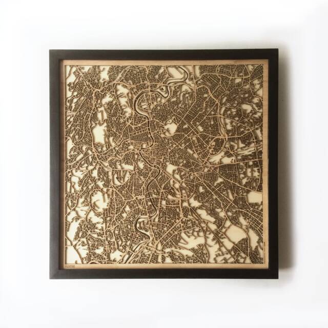 Rome Wooden Street Map - Framed Laser Cut Minimalist Wall Art - image 1