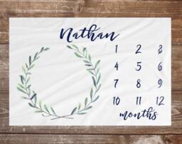Baby Milestone Blanket Month Growth Tracker Fleece Shower Tribal Newborn Gift - thumbnail 1