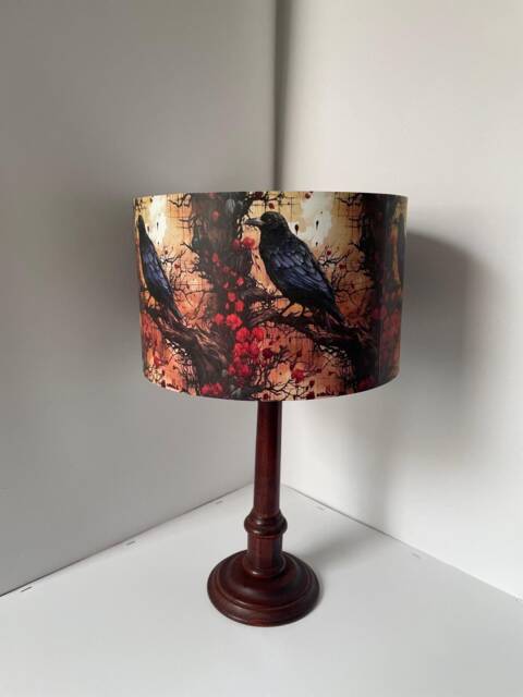 Raven Lampshade Black, Halloween , Gothic Horror, Books, By Fatta Da Mamma Free Gift - image 1
