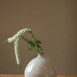 Ceramic White Pottery Vase, Bud Vase For Garden Flowers, Small Bottle Modern Decorative New Home Gift - thumbnail 2