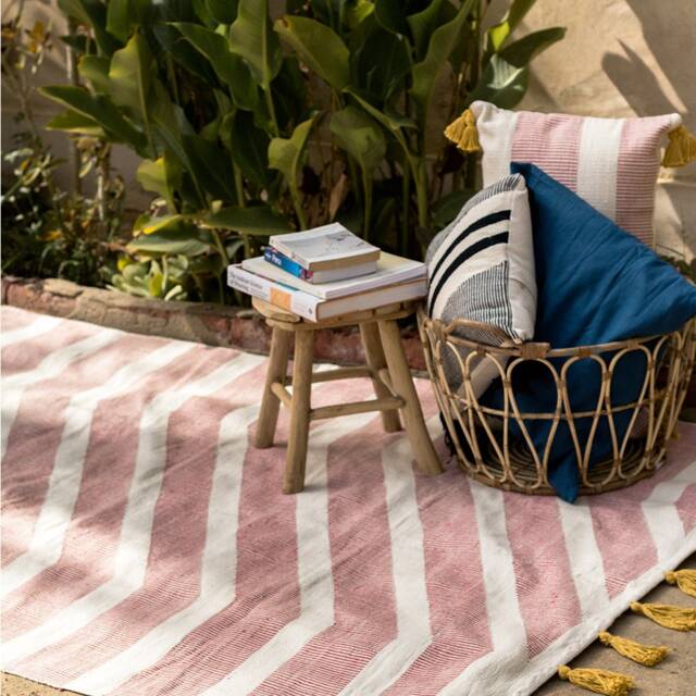 Pink Rug For Bedroom Living Room Aesthetic - Handmade Woven Cotton Kilim Area Runner 2x3 4x6 8x10 Flatweave Rugs Girls Kids Rooms Decor - image 1
