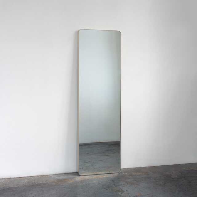Quadris Wall Leaning & Hanging Rectangular Mirror With Minimalist Brass Frame - image 1