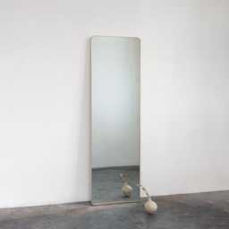Quadris Wall Leaning & Hanging Rectangular Mirror With Minimalist Brass Frame - thumbnail 2