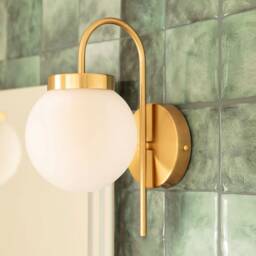 Ely - Mid Century Glass Globe Wall Sconce Bathroom Vanity Light, Ip44 - thumbnail 2