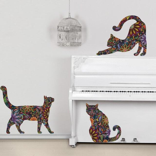 Cat Decals - Set Of 3 Wall Stickers Peel & Stick - image 1