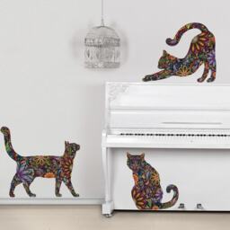 Cat Decals - Set Of 3 Wall Stickers Peel & Stick