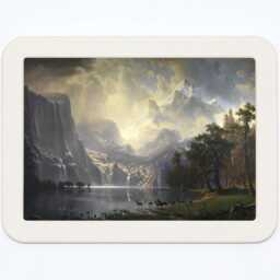 Among The Sierra Nevada Mountains Bierstadt Nature Trees Water Lake Deer Stags Classic Painting Wooden Framed Art Print - thumbnail 3