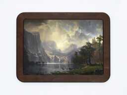 Among The Sierra Nevada Mountains Bierstadt Nature Trees Water Lake Deer Stags Classic Painting Wooden Framed Art Print