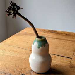 Drip Bud Vase - Handmade Ceramic Vase Unique Gift Decor Made in Australia Drippy Green Glaze Pottery - thumbnail 2