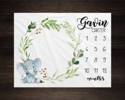 Safari Baby Milestone Blanket Month Growth Tracker Fleece Shower Elephant Newborn Gift Animals