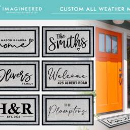Waterproof Personalized Grey Door Mat - Customized Welcome Rug Housewarming Gift Outdoor Washable Doormat Custom - thumbnail 2