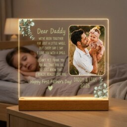 Custom Photo Dad First Father's Day Led Night Light, New Gift, Best Ever, Picture Father Gift 2026 - thumbnail 3