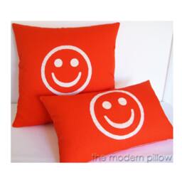 Orange & White Smiley Decorative Throw Pillow Cover/Case Cushion 20x20 - thumbnail 2