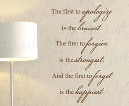 The First To Apologize Bravest Forgive Strongest Forget Happiest Family God Religious Home Wall Decal Vinyl Quote Art A61 - thumbnail 1