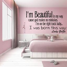 Born This Way, Lady Gaga - 0321, Wall Art Decal, Transfer, Mural, Sticker, 75 Colours, 5 Sizes, Interior Or Exterior Use , Easy To Apply