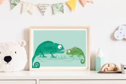 Poster Chameleons, A4, Illustrations, Animal Poster, Birthday, Children's Birthday - thumbnail 1