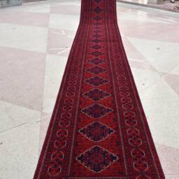 Handmade Wool Afghan Runner Rug Khal Mohammadi Bokhara Hallway Rug - 23.2x2.10 Ft - thumbnail 2