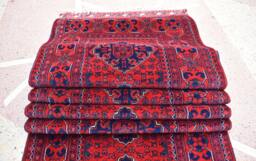 Handmade Wool Afghan Runner Rug Khal Mohammadi Bokhara Hallway Rug - 23.2x2.10 Ft - thumbnail 1