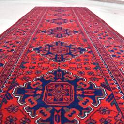 Handmade Wool Afghan Runner Rug Khal Mohammadi Bokhara Hallway Rug - 23.2x2.10 Ft - thumbnail 3