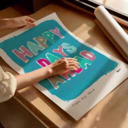 Happy Days Painting Art Print/Hand Painted Abstract Northern Inspirational Sayings Colourful - thumbnail 2