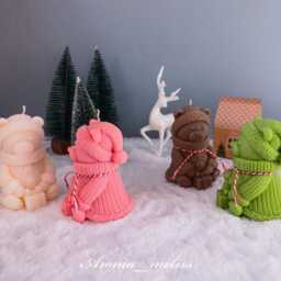 Bear Christmas Candle , Scented Soy Beeswax, Festive Decor - thumbnail 4