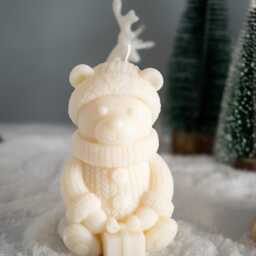 Bear Christmas Candle , Scented Soy Beeswax, Festive Decor - thumbnail 3