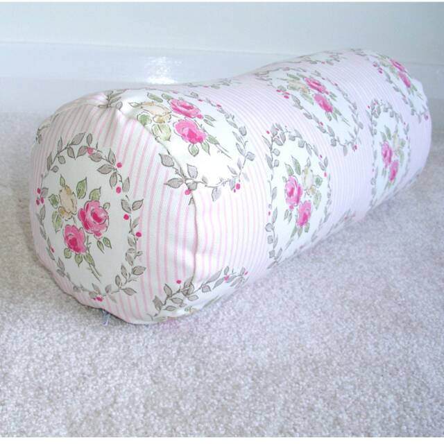 "Bolster Cover Pink Yellow Rose Cylinder Pillow Round Sham 16"" 18" - image 1