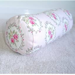 "Bolster Cover Pink Yellow Rose Cylinder Pillow Round Sham 16"" 18" - thumbnail 1