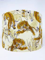 Japanese Tigers Lampshade Oriental Asian Style, Ivory Cream & Gold