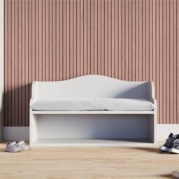 Kraftkids Children's Bench, White, With Seat Cushion & Three Baskets - thumbnail 4