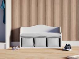 Kraftkids Children's Bench, White, With Seat Cushion & Three Baskets - thumbnail 1