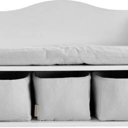 Kraftkids Children's Bench, White, With Seat Cushion & Three Baskets - thumbnail 2