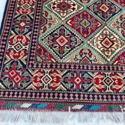5x7 Ft Soft Geometric Hand-Woven Afghan Tribal Wool Carpet, Living Room Rug - thumbnail 2