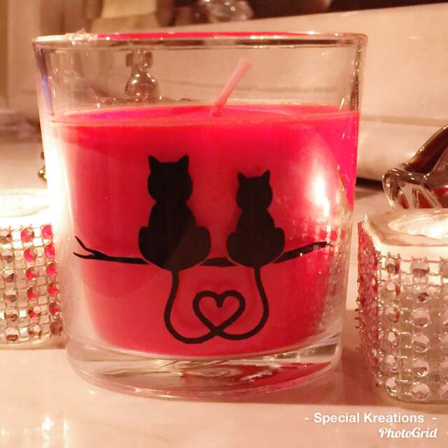 Cat Lovers Scented Candle & Re-Usable Glass Holder. Mothers Day, Birthday, Friendship, Loss Of Pet, Thank You - image 1